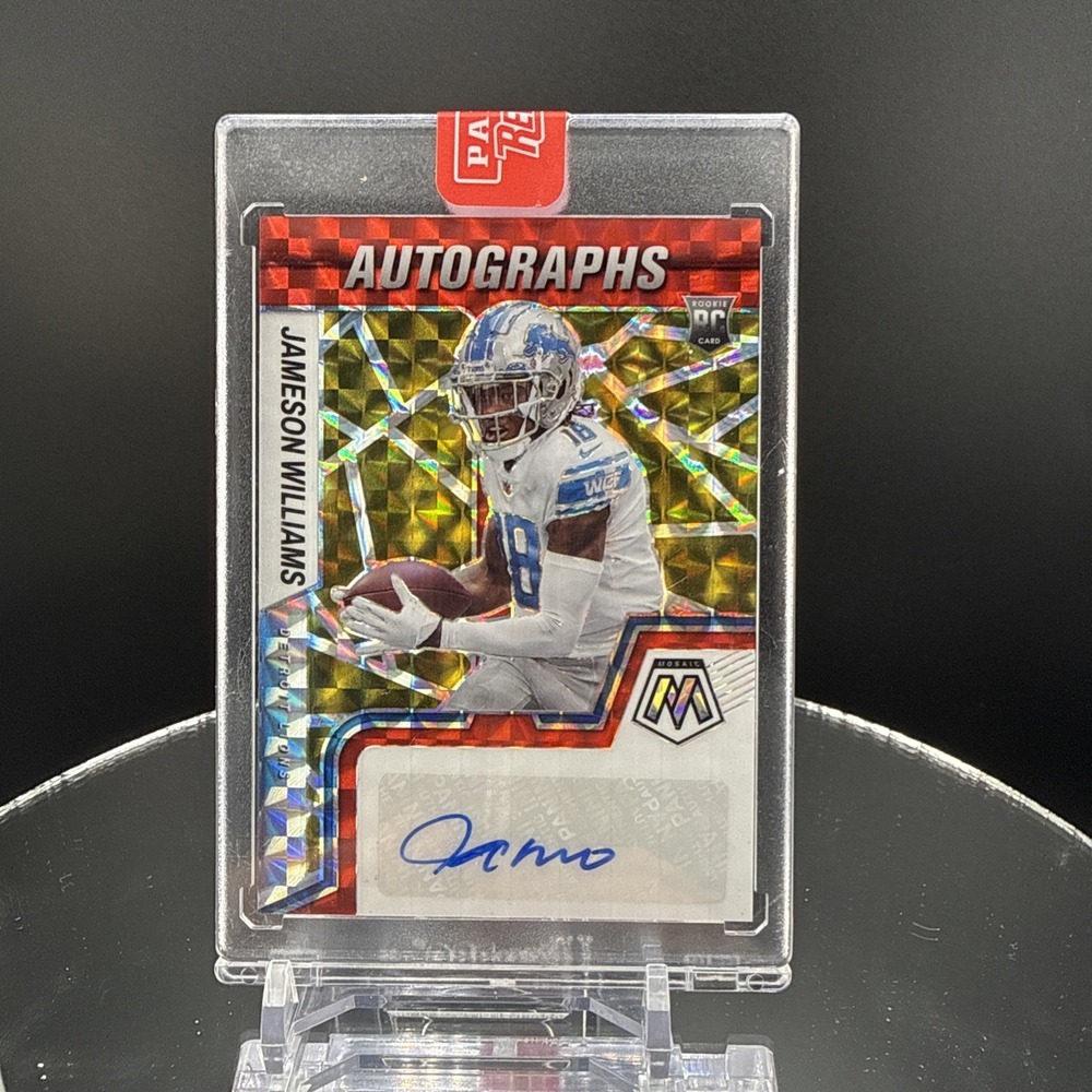 2022 Panini Mosaic Rookie Autographs Mosaic Jameson Williams #RAM-JW Mosaic Red
